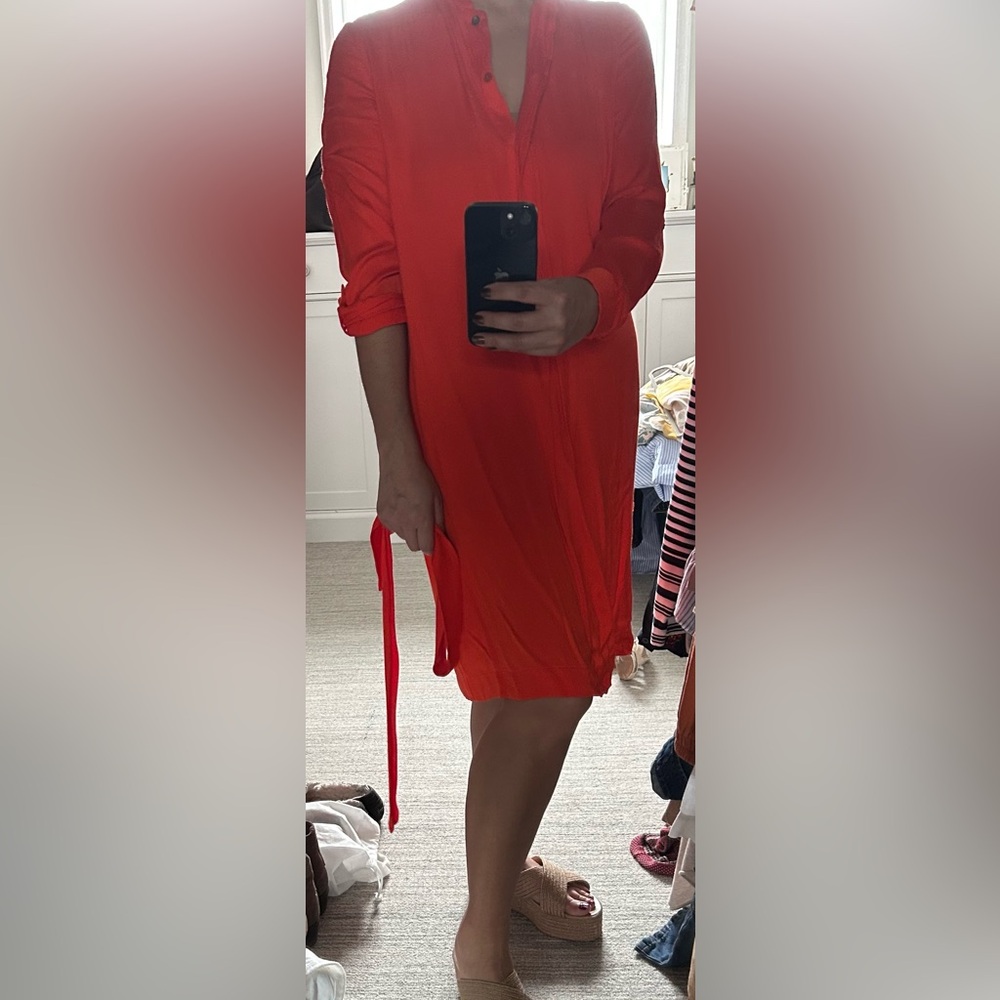 Vibrant Orange Long-Sleeve Dress